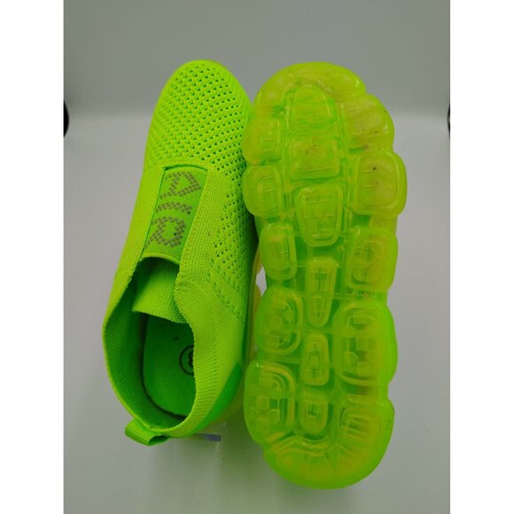 2 Pairs Neon Green & White Slip-On Mesh Sneakers With Transparent Soles Size 8 B - Picture 2 of 6